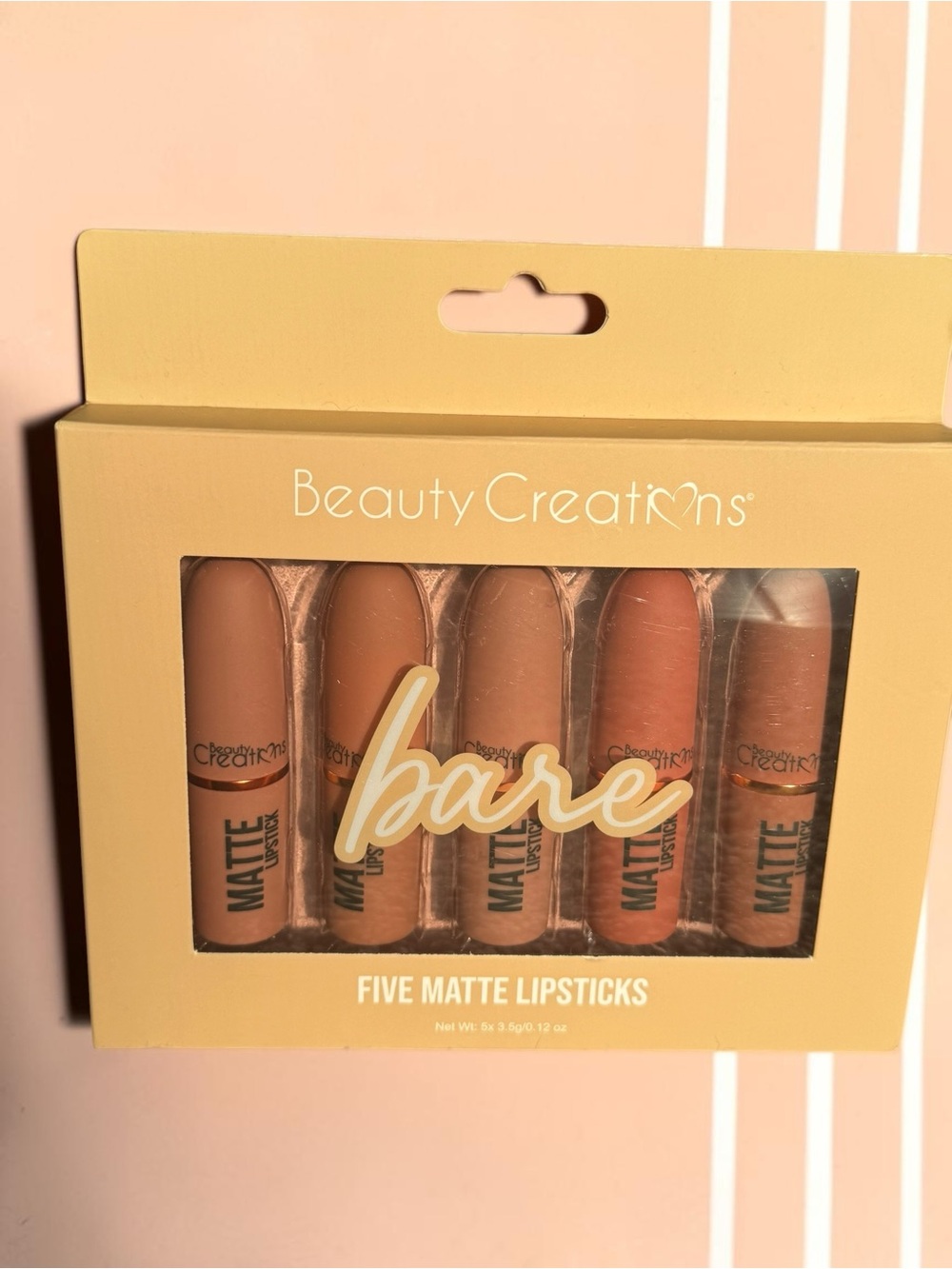 Beauty Creations Nude & Peach Matte Lipstick Set - Five Shades
